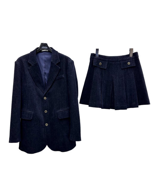 女款棉质廓形西装外套短裙套装017 商品图0