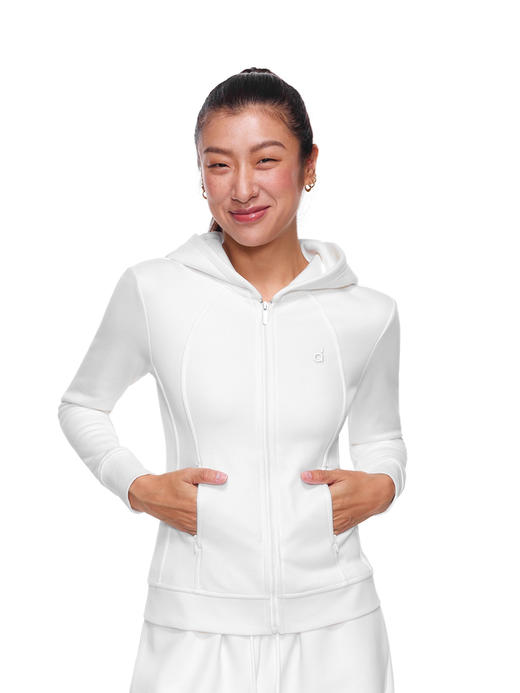 FDR旗舰店 5A抗菌蓄热保暖修身连帽卫衣外套女秋季薄绒运动上衣 商品图2