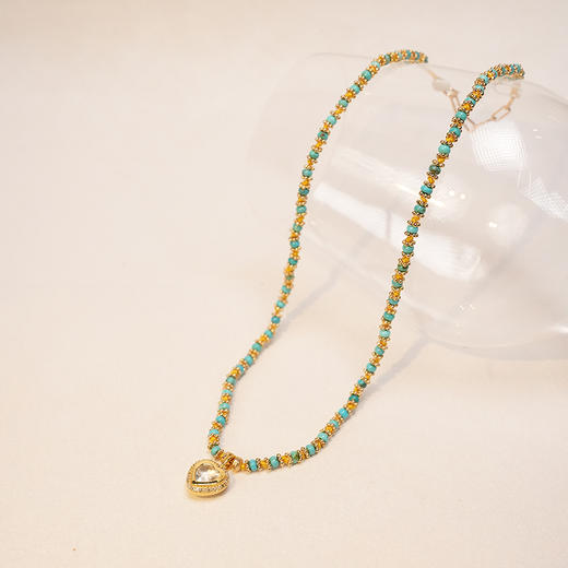 订购8周到｜Tityaravy-GiniK-浅绿色紫水晶 心形 吊坠 串珠 项链［法国设计师］ 商品图0