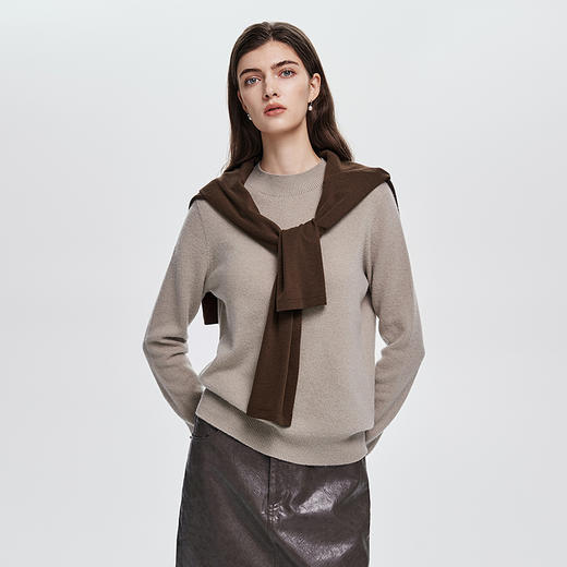 棉仓366605060-一体成型半高领羊绒毛衣 商品图1