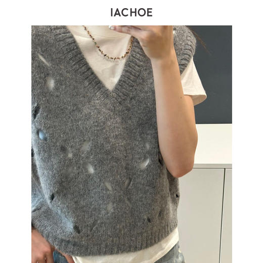 棉仓3621599005-含羊驼毛镂空马甲 商品图3