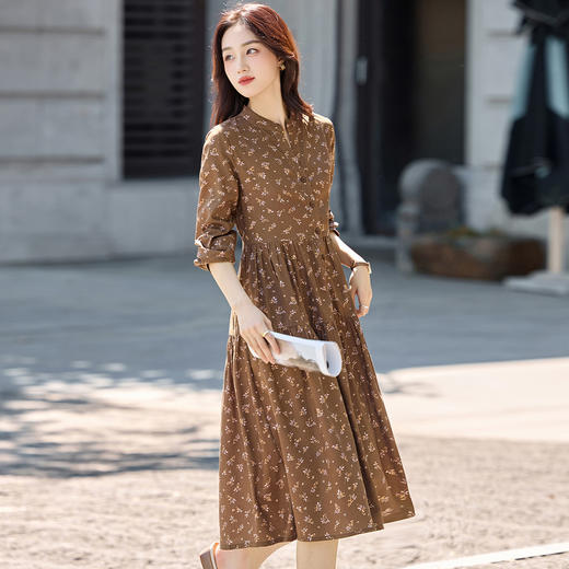 HR ZYF8885碎花连衣裙中长款复古气质宽松休闲显瘦裙 商品图1