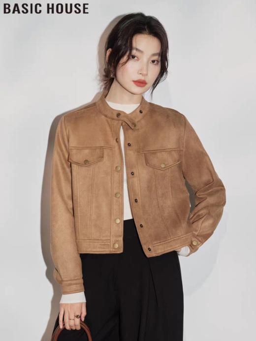 复古美式帅爆了立领纽扣麂 商品图1