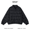 T6C37715SDSA男士秋冬新款痞帅男装宽松撞色肌理条纹拉链立领夹克百搭外套 商品缩略图1