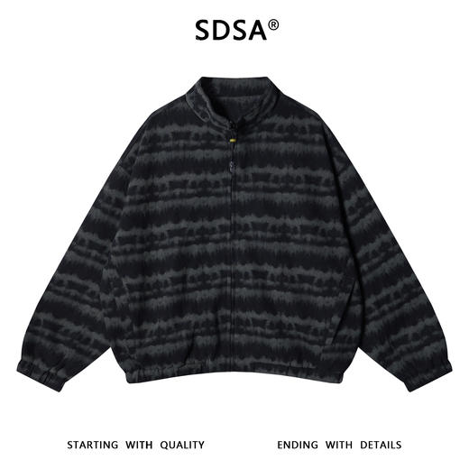 T6C37715SDSA男士秋冬新款痞帅男装宽松撞色肌理条纹拉链立领夹克百搭外套 商品图1