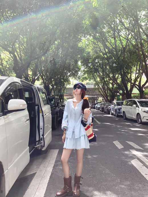 <曾小咸推荐>现货秒杀！微信超特价！蓝色刺绣长袖衬衫 日常169.99 立减80 秒杀89.99！蓝色半裙 日常109.99 立减50 秒杀59.99！ 商品图6