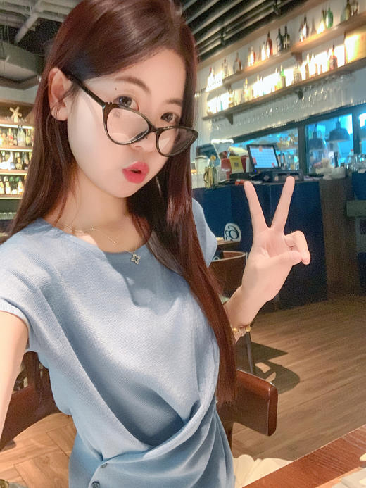 <曾小咸推荐>3.28现货秒杀！微信超特价！韩系不规则交叉纽扣针织短袖 日常99.99 立减40 秒杀59.99！ 商品图10