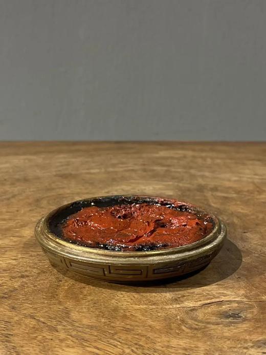 圆饼形镶寿山石青銅印泥盒，顺丰包邮 商品图8