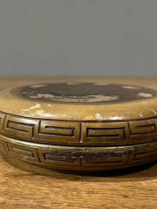 圆饼形镶寿山石青銅印泥盒，顺丰包邮 商品图10