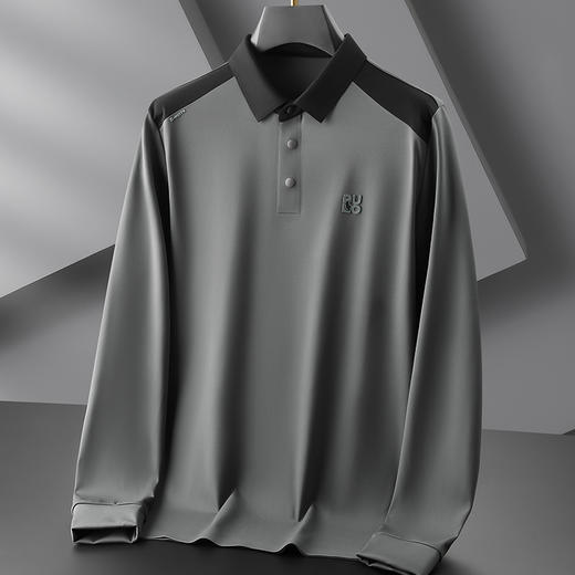 【DDP】大依优型大码男装长袖POLO新款男士加肥加大码商务休闲翻领无痕拼接T恤 商品图5