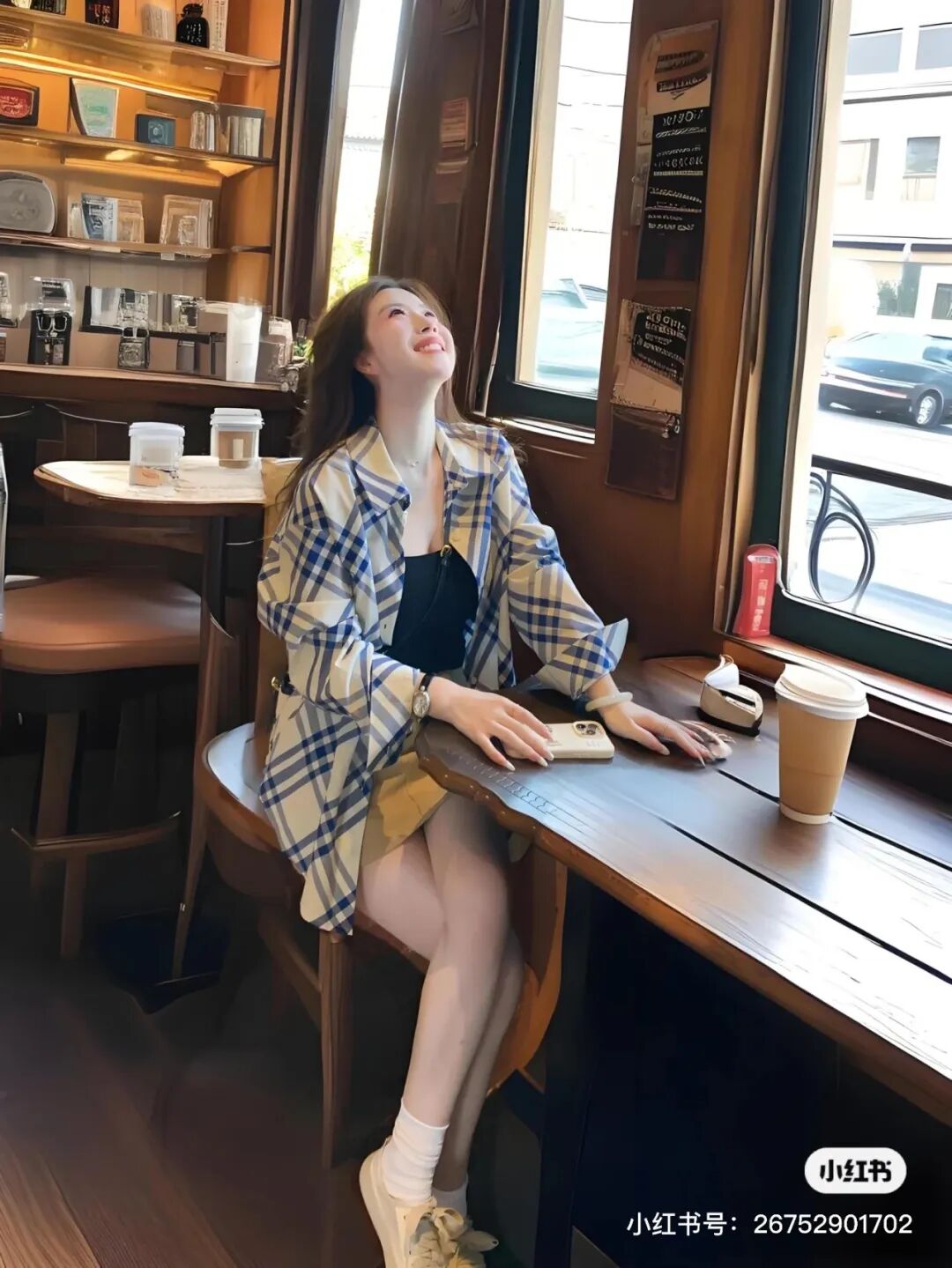 BUR商务休闲经典卡其格纹衬衫