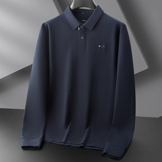 【100%棉】【DDP】大依优型大码男装内里磨毛长袖POLO加肥加大码商务休闲翻领纯棉长袖T恤打底衫 商品图5