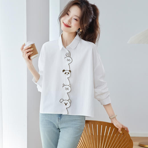 CC2025新款早秋女装长袖衬衫女宽松百搭上衣设计感小众衬衣外套 商品图1