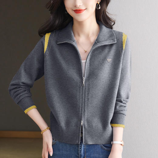 CC秋装气质轻奢翻领上衣新款短款大码女装针织开衫显瘦洋气毛衣外套 商品图1