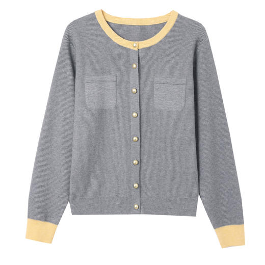 CC开衫女短款秋装新款圆领薄款外搭宽松针织毛衣外套 商品图4