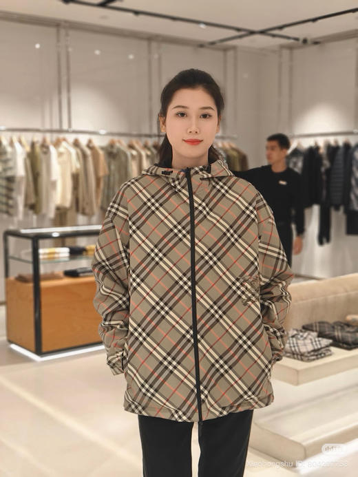 914-4 排他性独家圆正 BB 男士格纹/纯色 双面穿连帽夹克/外套 老朱176/146穿S码 商品图3