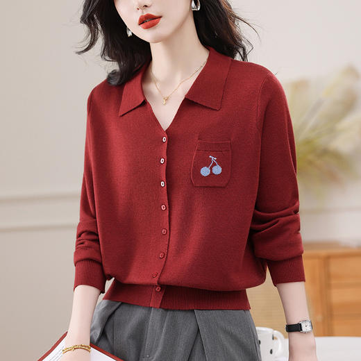 CC女士秋装气质外套短款洋气毛衣开衫2025新款翻领针织上衣外搭洋气 商品图0