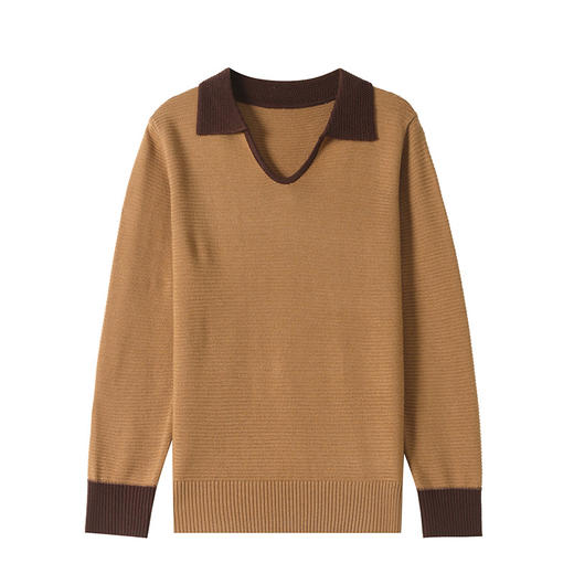 CC翻领长袖上衣针织衫女2025新款秋装洋气polo宽松毛衣打底小衫 商品图4