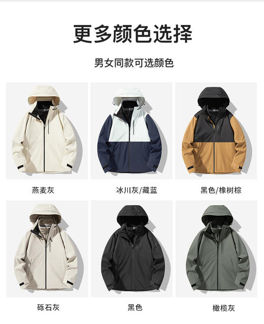 沸腾自发热科技面料 2025新款秋冬情侣防水登山夹克摇粒绒内胆三合一冲锋衣男女款两件套BSW25696 商品图4
