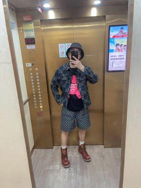 古家情侣款满印双G提花丹宁牛仔衬衣夹克外套（净版，扣子无LOGO）