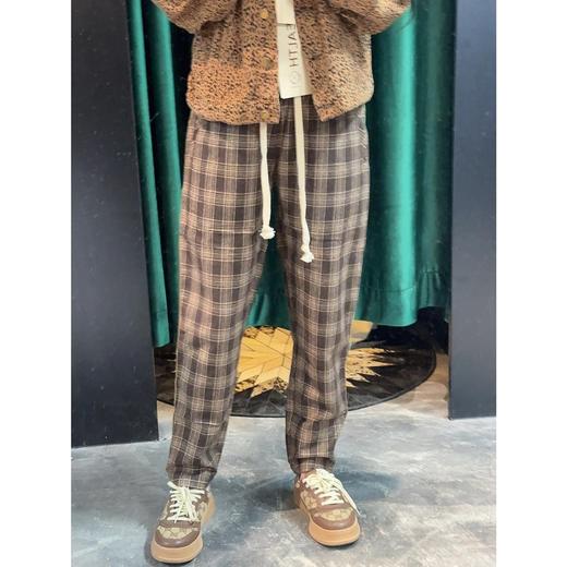 美拉德棕色格子休闲裤男女同款 商品图5