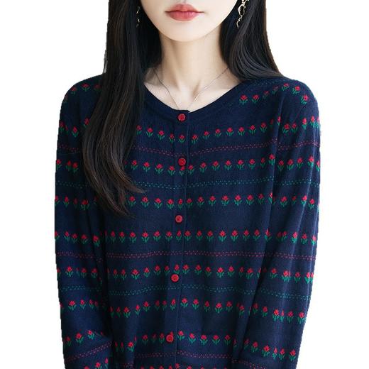 CC春秋法式提花针织开衫女短外套毛衣2025新款精纺薄外搭小衫上衣 商品图4