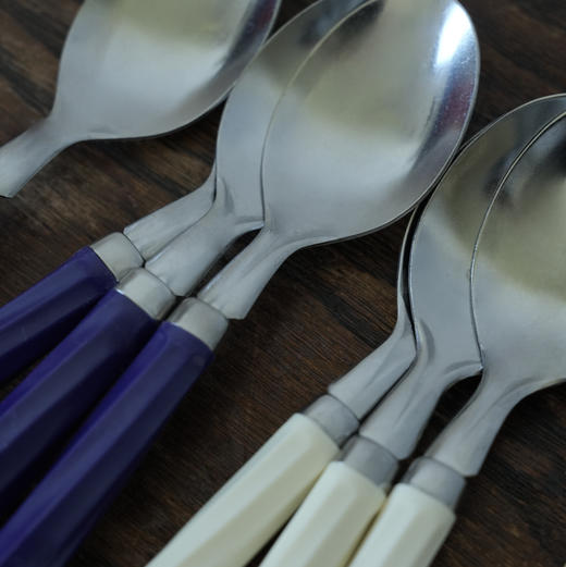 法国Marie Claire中古亚克力不锈钢餐勺 多色入 商品图1