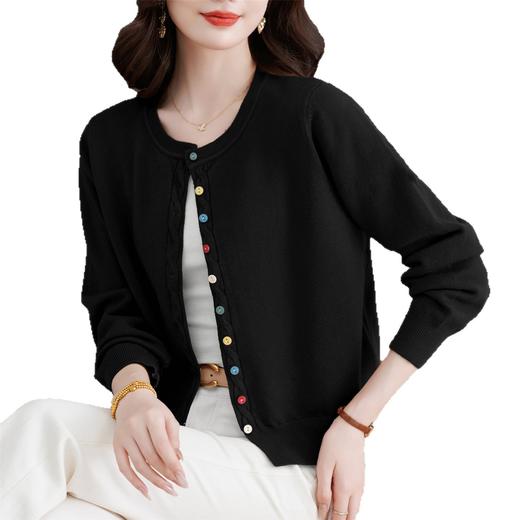 CC高腰针织开衫女短款2025早秋新款小款外搭上衣配裙子毛衣薄外套女 商品图4