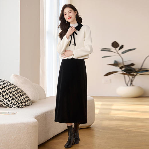 HR LSNY2475法式小香风蝴蝶结加厚套装裙 商品图2