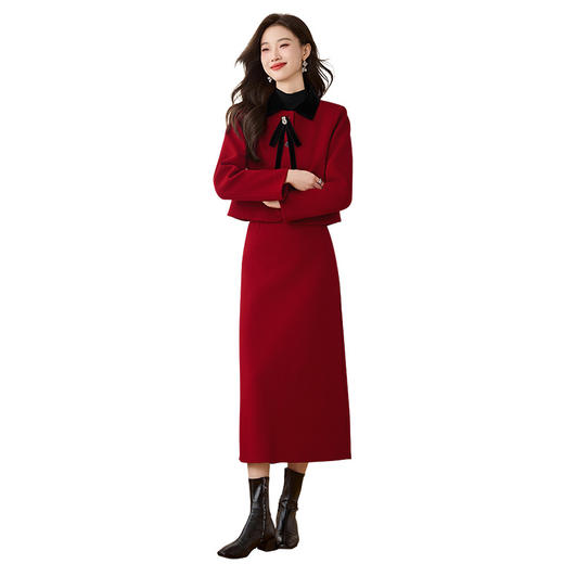 HR LSNY2472小香风名媛气质毛呢套装裙 商品图4