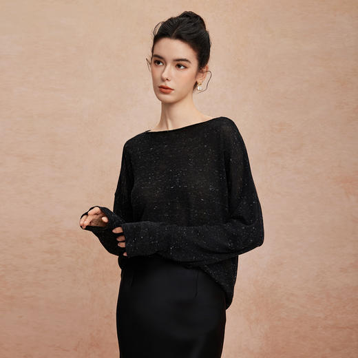 QG638斯尔丽25新款超细羊毛亲肤宽松舒适时尚慵懒风显瘦纯色针织上衣 商品图11