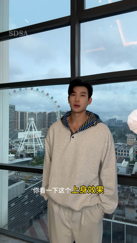 SDSA男士秋冬新款痞帅男装简约拼接按扣连帽卫衣时尚运动套头上衣