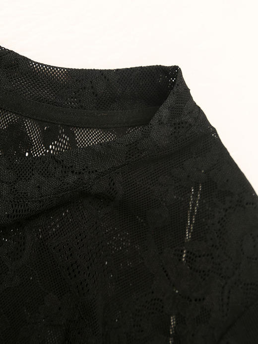 神秘黑调魅力！精致蕾丝长袖 T 恤，诠释性感与优雅 商品图2