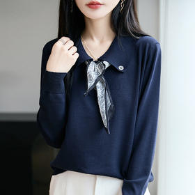 CC气质轻奢打底衫秋冬洋气减龄毛衣女2025新款翻领针织内搭上衣