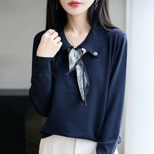 CC气质轻奢打底衫秋冬洋气减龄毛衣女2025新款翻领针织内搭上衣 商品图0