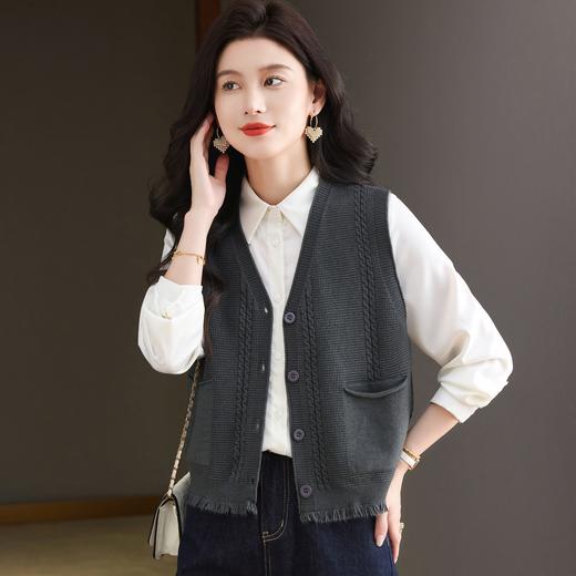 CC针织马甲女2025秋季新款时尚背心小坎肩宽松外穿气质文艺开衫上衣 商品图2