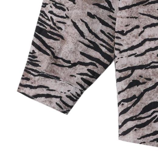 J9833SDSA男士秋冬新款痞帅男装撞色斑马纹翻领长袖衬衫复古百搭衬衣 商品图4