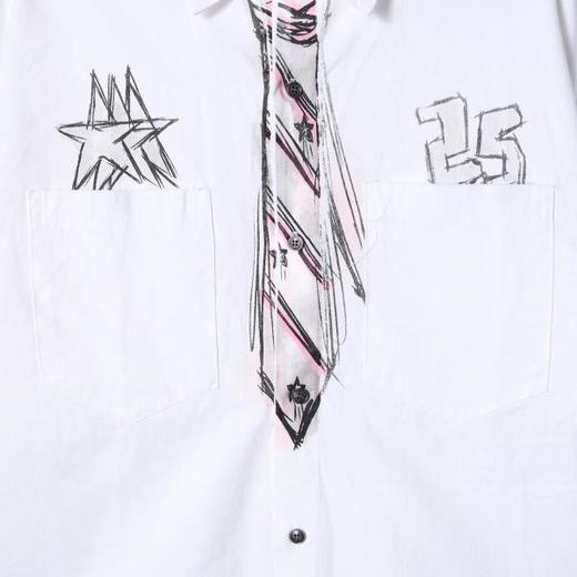 2537SDSA男士秋冬新款痞帅男装潮牌涂鸦领带数字翻领长袖衬衫百搭衬衣 商品图3