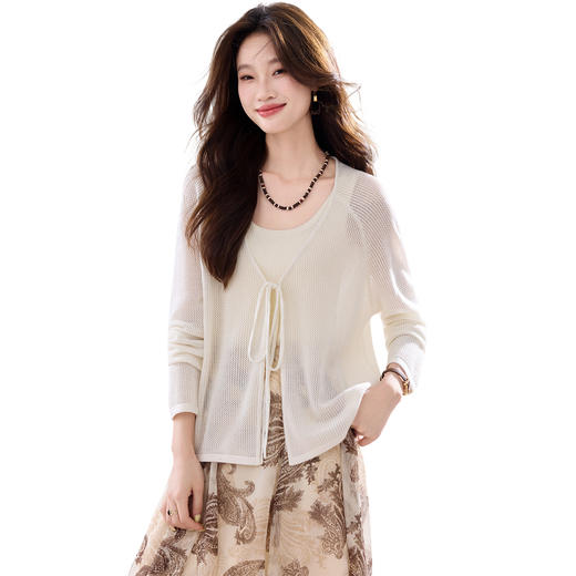 CC冰丝镂空针织开衫外套女2025早秋新款罩衫外搭披肩上衣薄款防晒衫 商品图4