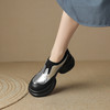 【预售5天】轻巧舒适真皮厚底圆头银色乐福鞋女粗跟松糕底拼色复古单鞋NDY&AM3008-5 商品缩略图2