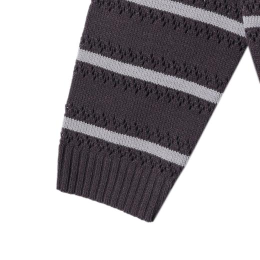 22523SDSA男士秋冬新款痞帅男装慵懒风撞色条纹纽扣圆领针织衫百搭毛衣 商品图4