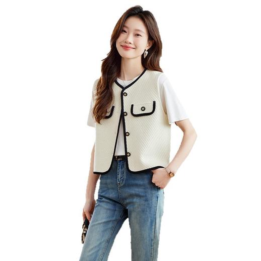 CC早秋新款2025小香风无袖开衫针织衫V领气质外套马甲背心女款马夹 商品图4