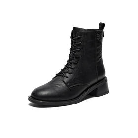 【云粉节】 【拔佳】BF楼Bata马丁靴女2025冬款羊皮英伦风复古粗跟短筒靴23803DD5      吊牌价1159 活动价769