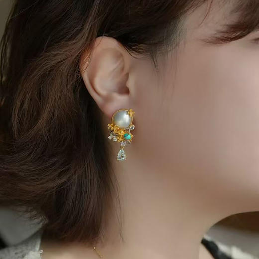 龢盒原创 月宫巡游·桂兔聆 银镶马贝耳环 商品图3