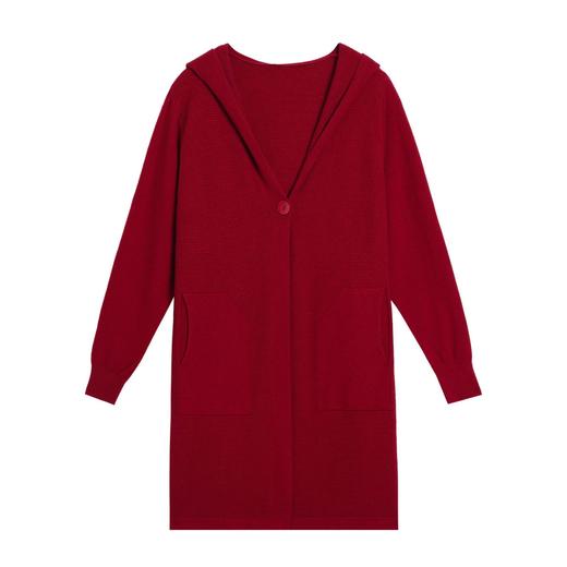 CC连帽中长款针织开衫女春秋2025新款宽松薄款披肩外搭过膝毛衣外套 商品图4