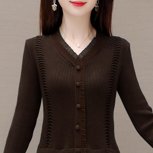 QYM A2303-1-Y假两件针织连衣裙毛线裙拼结蕾丝纱网裙 商品图3