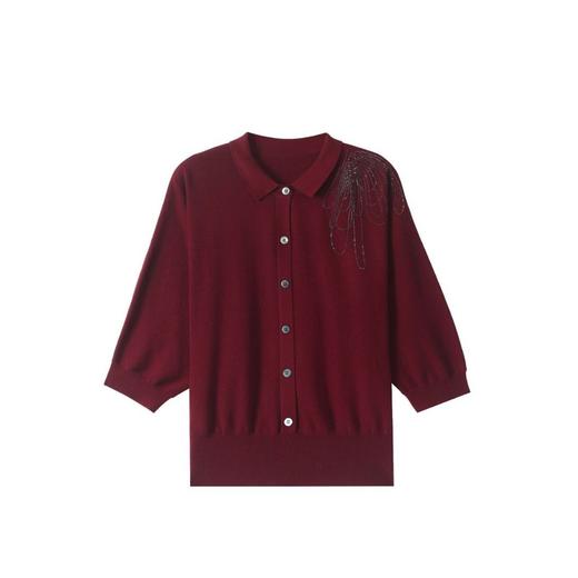 CC轻奢高级感小翻领上衣女春秋中袖打底衫2025新款大码毛衣宽松遮肚 商品图4