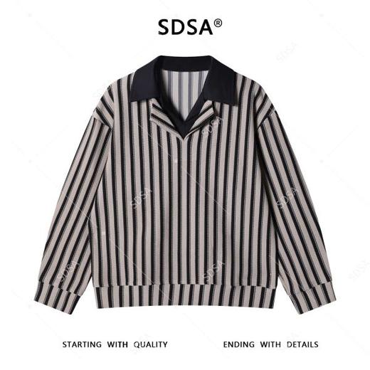 6902SDSA秋冬新款痞帅男装潮牌舒适竖纹翻领假两件衬衫老钱风百搭衬衣 商品图1