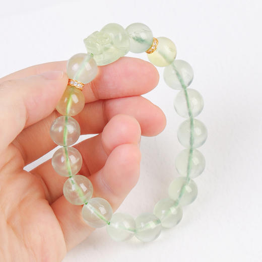 好运连珠  财祿长青 天然葡萄石貔貅生财手串 商品图4