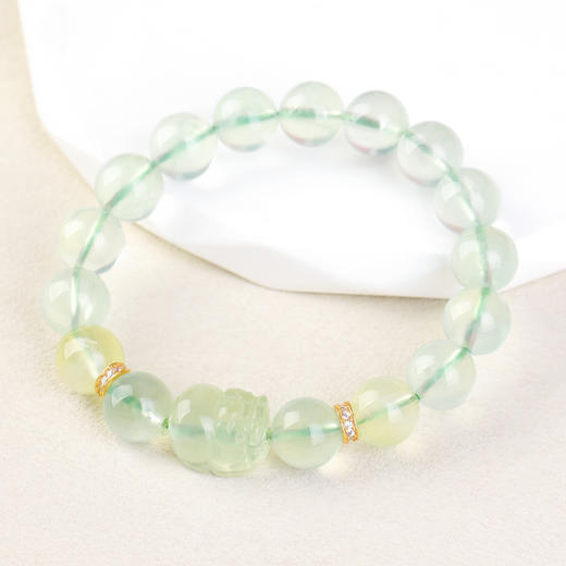 好运连珠  财祿长青 天然葡萄石貔貅生财手串 商品图2